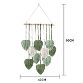 Leaves Tassels Hand-woven Macrame Wall Decoration-Green-