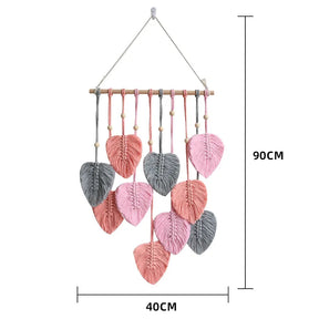 Leaves Tassels Hand-woven Macrame Wall Decoration-Pink-