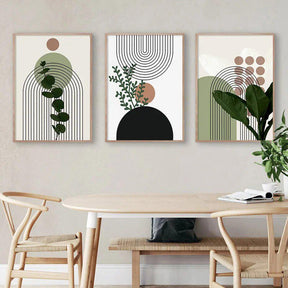 Modern Abstract Green Plants Art Canvas 3pcs-