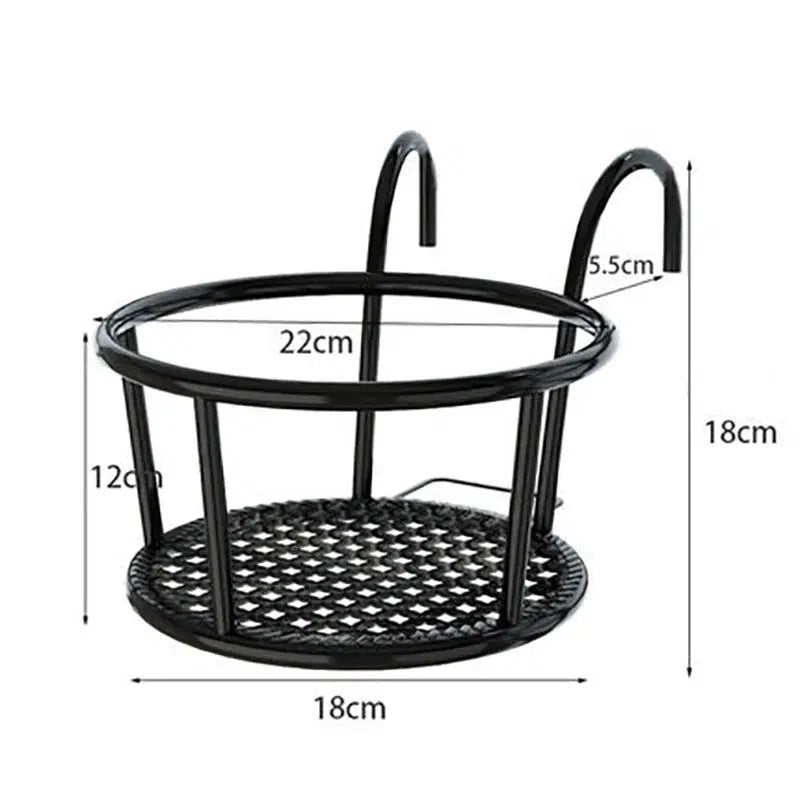 Outdoor Iron Potted Plant Flower Hanger-Black-