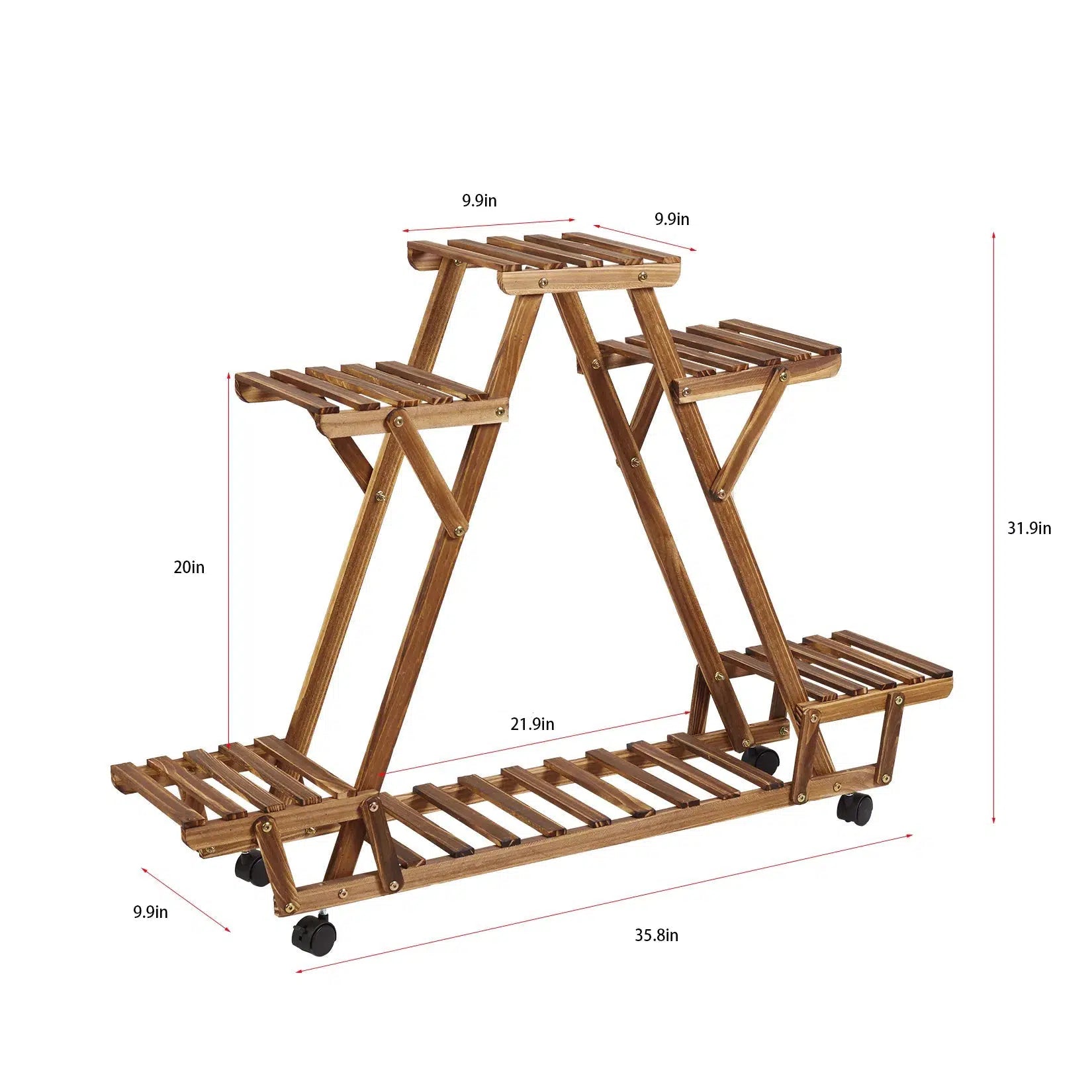 Pine Wood Plant Stand-Gold-