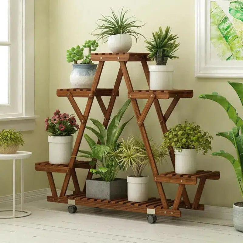 Pine Wood Plant Stand-Gold-