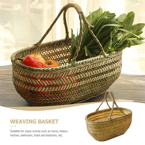 Rattan Picnic Grocery Basket-40x25cm-