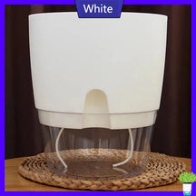 Self Watering Plant Flower Pot-White-Small-