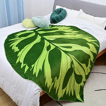 Soft Giant Leaf Blanket-Green Leaf Pattern B-130x150cm-