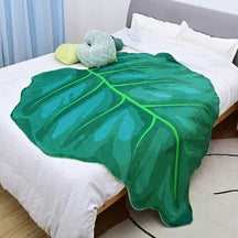 Soft Giant Leaf Blanket-Green Leaf Pattern C-130x150cm-