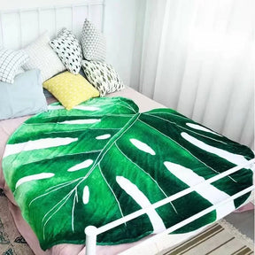 Soft Giant Leaf Blanket-Green Leaf Pattern D-130x150cm-