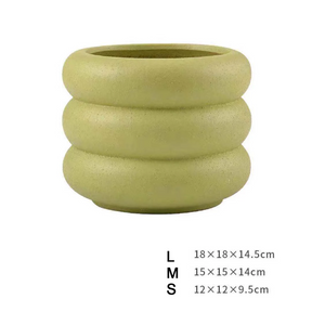 Stylish Wave Design Plant Pots-Avocado Green-Hole-L