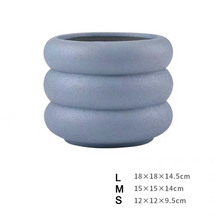 Stylish Wave Design Plant Pots-Blue-Hole-L