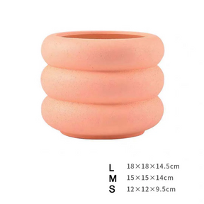 Stylish Wave Design Plant Pots-Cream Orange-Hole-L