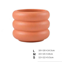 Stylish Wave Design Plant Pots-Dark Orange-Hole-L