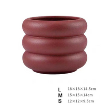 Stylish Wave Design Plant Pots-Dark Red-Hole-L