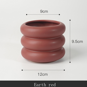 Stylish Wave Design Plant Pots-Red-No Hole-S