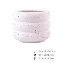 Stylish Wave Design Plant Pots-White Spray-Hole-L