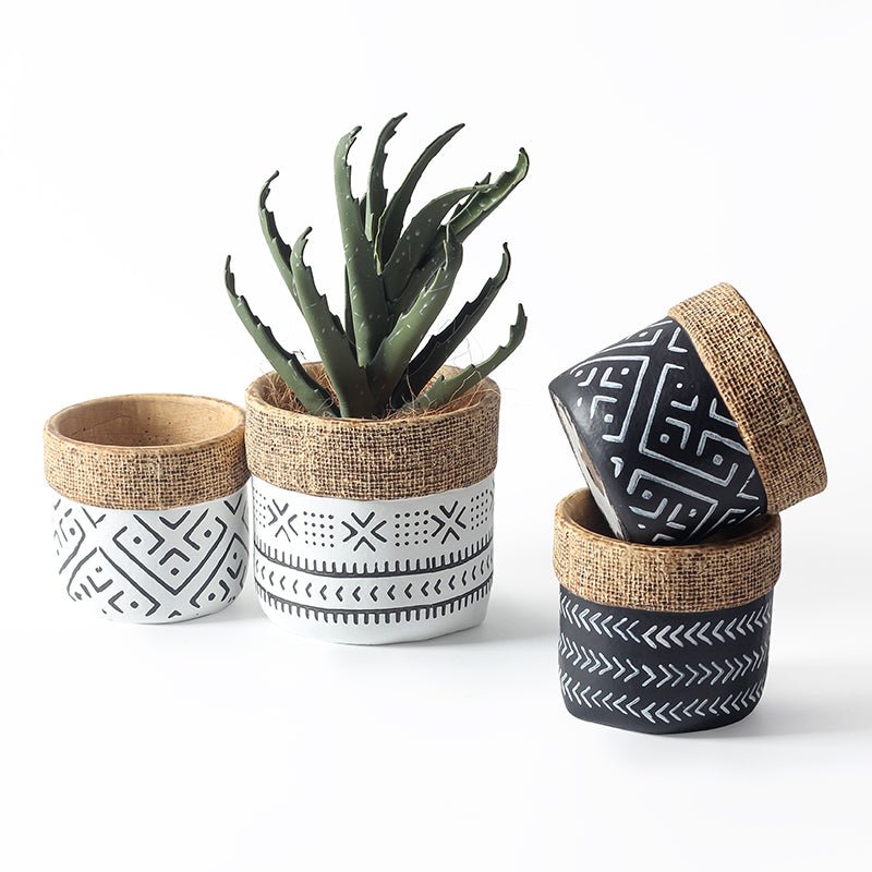 Vintage Geometric Pattern Indoor Planter Pot-