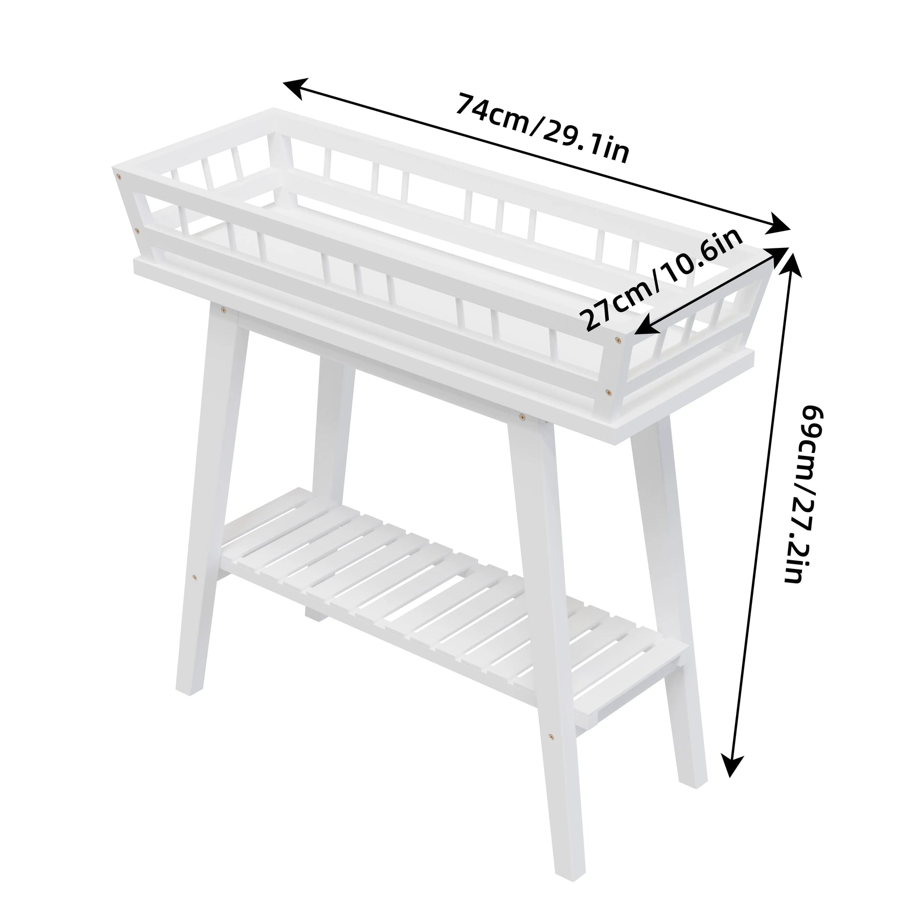 White Rectangle Plant Stand 2-Tier-WHITE-