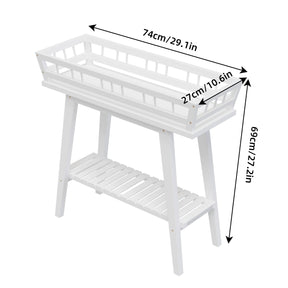 White Rectangle Plant Stand 2-Tier-WHITE-