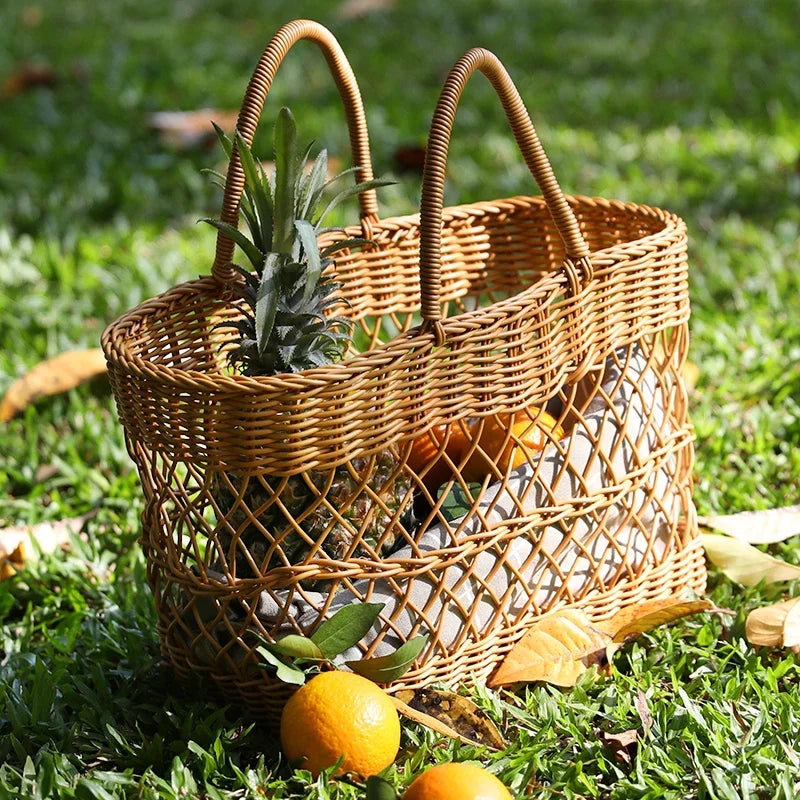 Woven Shopping Basket Bag-