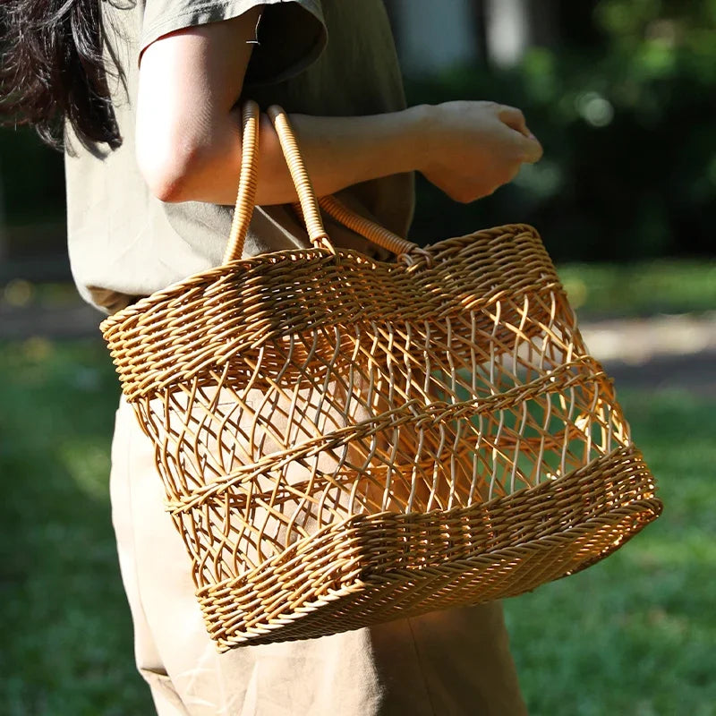 Woven Shopping Basket Bag-