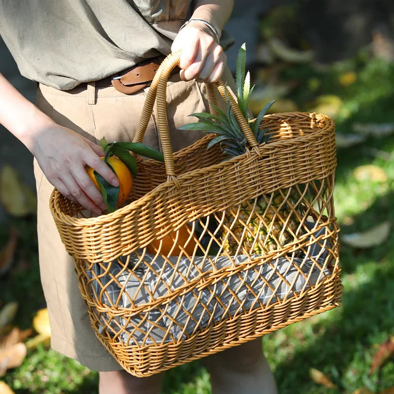 Woven Shopping Basket Bag-