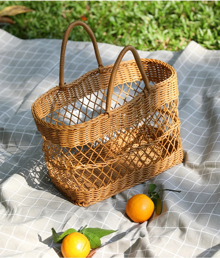 Woven Shopping Basket Bag-