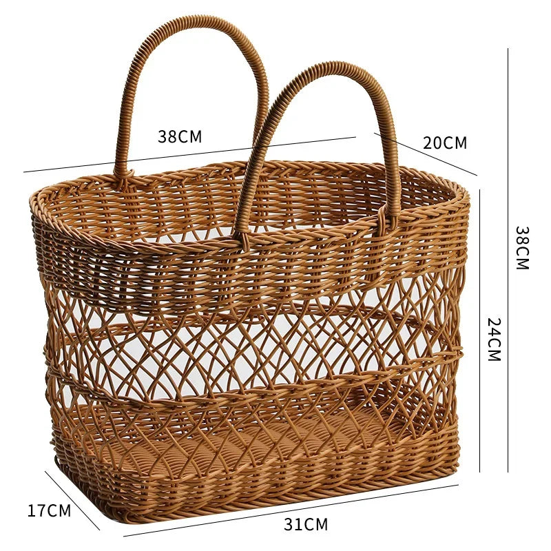 Woven Shopping Basket Bag-Large-